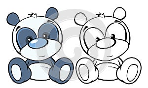 Vector Illustration of a Cute Cartoon Character Panda for you Design and Computer Game. Coloring Book Outline Set